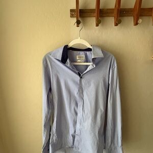 Men's Light Blue Checkered Dress Shirt